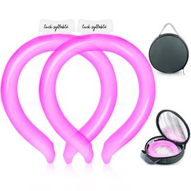 Neck Cooling Tube with Cold Insulated Bag, Reusable Wearable Neck Cooler Ring, Cooling Neck Wraps for Summer Heat Outdoor Indoor (Pink*2)