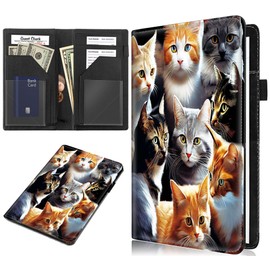 RYUITHDJP Server Books, Enlarged 9x5 Inches Server Book for Waitress, Waitress Books with Zipper Pocket Cat Cute Design Serving Book Organizer Restaurant Guest Check Presenter