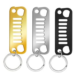 Pack of 3 Key Rings on Grille, Cute AFUNTA Metal Mesh Key Ring, Suitable for Men, Women, Children Wrangler CJ, JK, TJ, YJ and XJ Lovers - Lovers, Black, Silver, Gold