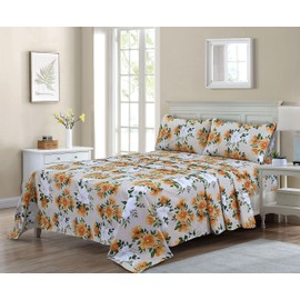 Cotton Alley 300 Thread Count Sheets Set - 100% Cotton 3 Pcs Sheets Bed Set, 1 Fitted Sheet, 1 Flat Sheet and 1 Pillowcase, Twin Size Sheets Fitted Up to 16" Mattress