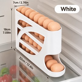 4-Tier Rolling Egg Holder for Refrigerator – Space-Saving 28–30 Egg Organizer for Easy Kitchen Storage
