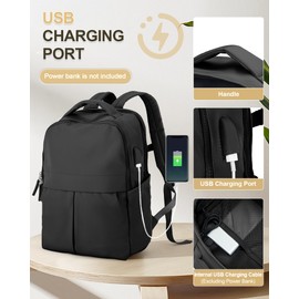 suratio Black Laptop Backpack for Women Gym Backpack Casual Daypack Backpacks Travel Backpack for Traveling on Airplane Work Backpack for Men Lightweight Computer Backpack College Teacher Backpack