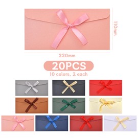 20 Pieces of Bow Envelope, Ele and Simple Envelope, Creative Envelope, Suitable for Invitations, Thank You Letters, Gift Cards.