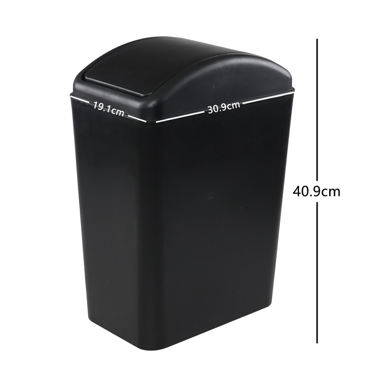 Oymlclivisa Black Plastic Swing Top Bin, 20 L Plastic Trash