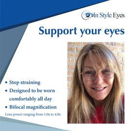 In Style Eyes Just Chillin' Bifocal Cheaters Reading Glasses - Wired Aviator Style Metal Frame - Non-Polarized Lens - Pewter - 1.0x