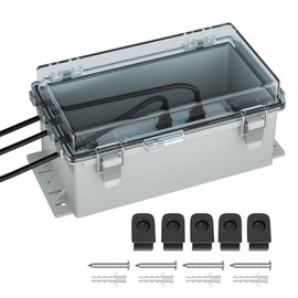 Joinfworld 9x5x4.3 Outdoor Extension Cord Cover for Outside Waterproof Outdoor Electrical Box Outlet Plug Cover Cord Protector Plastic Connection Box for Power Strip Lights Pump Controllers