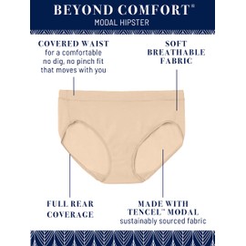 Vanity Fair womens Beyond Comfort Hipster Panties Underwear, Modal - Neutral, 7 US