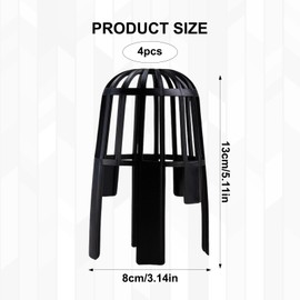 4 PCS Black Gutter Guard, Downpipe Leaf Guard with Durable Design, Drain Covers Outdoor Covers A Area of 8 * 8 * 13 cm, Prevents Clogging from Leaves and Debris