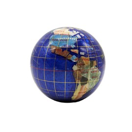 Unique Art 4.3" (110 mm) Diameter Gemstone Globe Paperweight Paper weight (Blue Pearl Swirl)