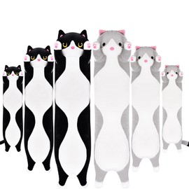 Aragallant Long Cat Plush Cushion, Long Plush Toy Cushion, Cat Cushion Cuddly Toy 90 cm, Soft Cat Cushion, Plush Toy Birthday Christmas Gift for Children (Black, 50 cm)