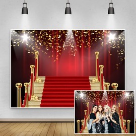 Renaiss 6x4ft Red Carpet Backdrop Spotlight Podium Background Birthday Party Decoration Movie Star Event Banner Kids Adults Portrait Photography Photo Studio Props Vinyl