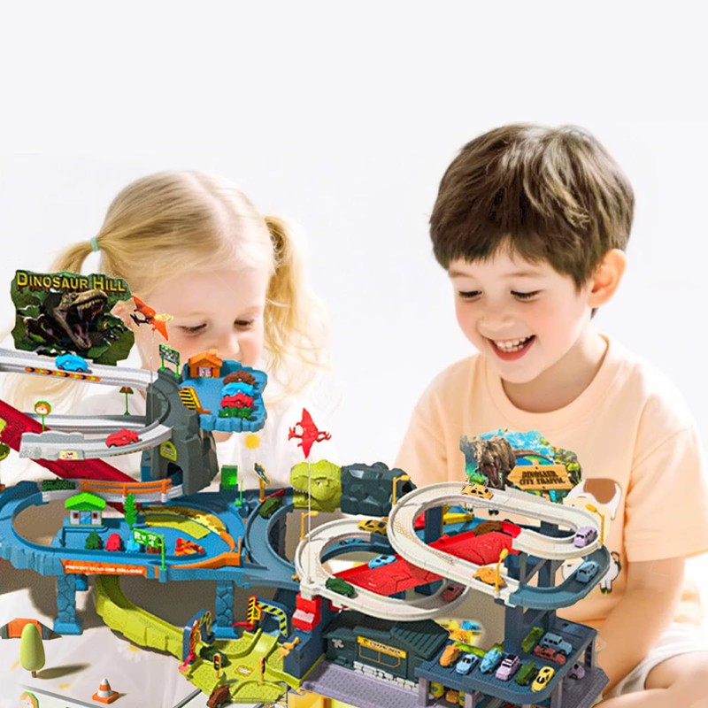 Dinosaur Race Track, Car Ramp Toy Set for Kids 3+