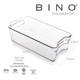 BINO | Stackable Storage Bins, Medium - 2 Pack | THE STACKER COLLECTION | Clear Plastic Storage Bins | Built-In Handles | BPA-Free | Containers for Organizing Kitchen Pantry | Multi-Use Organizer Bins