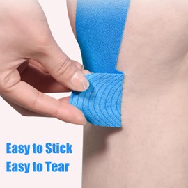 Precut Kinesiology Tape for Knees - 12 Count Elastic Kinesiology Tape Precut for Knees Waterproof & Breathable (Blue)