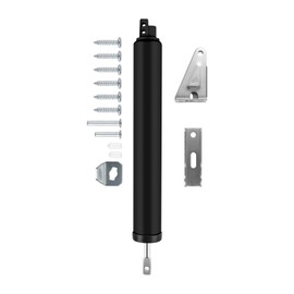 Screen and Storm Door Closer Kit, Heavy Duty Pneumatic Screen and Storm Door Closer, Screen and Storm Door Push Button Latch Set Replacement Kit, Adjust Smooth Closing Speed (Black)