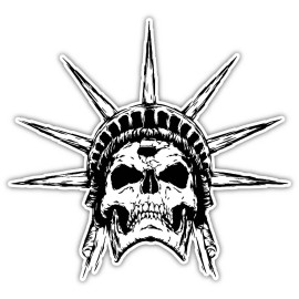 4kids Liberty Skull USA Patriotic Sticker Decal Laptop Wall Car Truck Laptop - 2.5" Set of 4