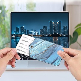 Luggage Tags for Suitcases, 2 Pack Cute Unique PU Leather Luggage Tag TSA Approved with Durable Stainless Steel Loop and Address Card，Baggage tags for Travel&Hotel Stays&Cruise Ships (B)