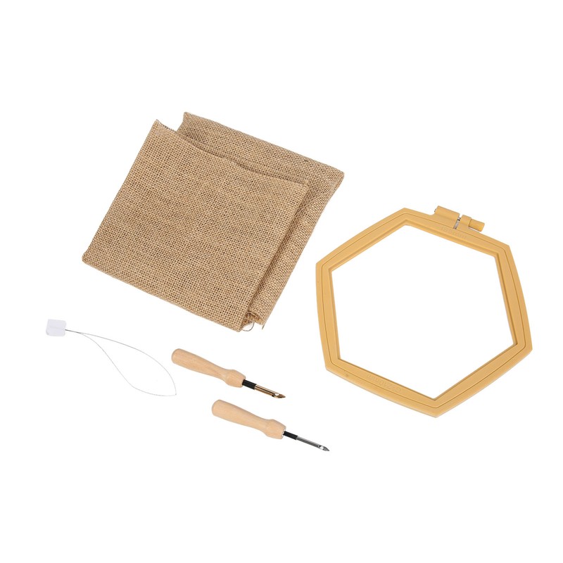 Punch Needle Kit Hex Hoop Glossy Frame Easy Operation Safe