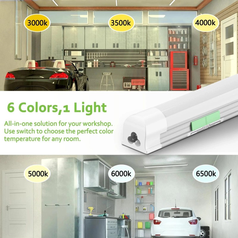 Zi-Zohnson 6 Pack 6CCT Triac Dimmable 4FT Led Shop Lights,