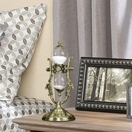 Generic Vintage 30 Minute Hourglass Sand Timer, Large Brass Engraved Rotating Sand Clock Stand, Unique Metal Sand Watch Antique Sandglass for Home Desk Office Decoration Salon Spa Yoga, Bronze Colour