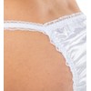 Satini Women's Tanga Bikini Briefs Satin Frilly Lace Panties (White,