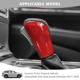 Jimen Compatible with Jeep Grand Cherokee 2017-2020, Center Console Gear Shifter Knob Cover Trim (Red)