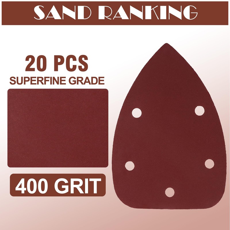 400 Grit Mouse Sander Sandpaper, Jamiikury 5 Hole Detail Sander