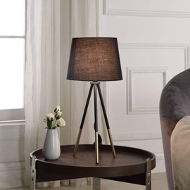 Overstock 20 in Devon Black/Gold Metal Tripod Table Lamp