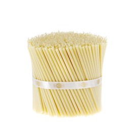 Danilovo Thin Taper Beeswax Candles - Honey-Scented, Decorative Candles Ideal for Birthday Decoration or Church Prayers - White Drip Free, Tall & Smokeless Pack of 50 pcs, 5.9 x 0.2 inch