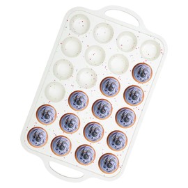 AOTASO 1 Pc Silicone Muffin Pans For Baking Mini Nonstick Cupcake Pan 24 Cups Silicone Cupcake Molds With Metal Reinforced Frame Bpa Free (Cream)