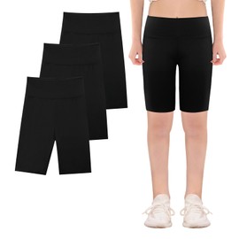 KAKU NANU Girls Cycling Shorts Black Leggings for Girls Knee Length Under Dress Shorts Sports Pe Gymnastics Dance 10-11 11 12 11-12 Years