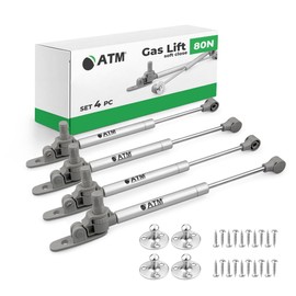 ATM® Gas pressure damper with brake for furniture and flap fronts, 247 mm, soft-close, opening angle 80° - 100°, robust and easy installation, pack of 4, force: 80N
