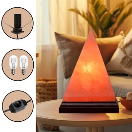 HL Himalayan Pink Salt Lamp – Pyramid Shape with Dimmer Switch & 2 Bulbs (15W) – Handcrafted Natural Crystal Rock Lamp for Home & Office Décor