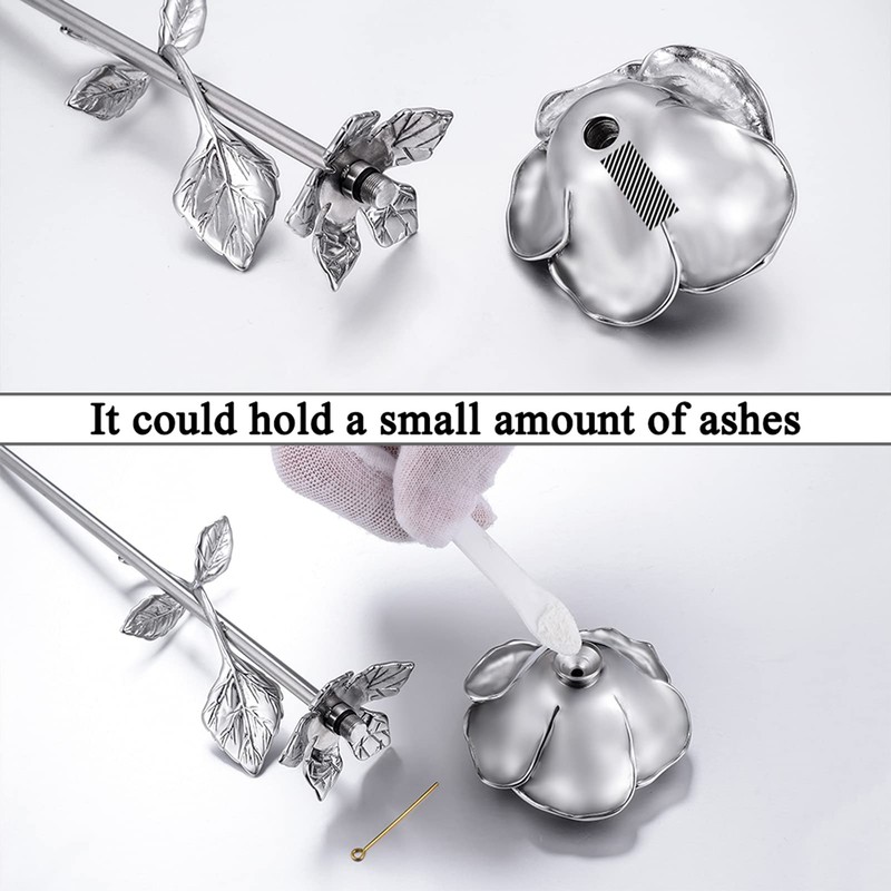 Rose Flower Keepsake Urn for Ashes Sympathy Gift Small Stainless