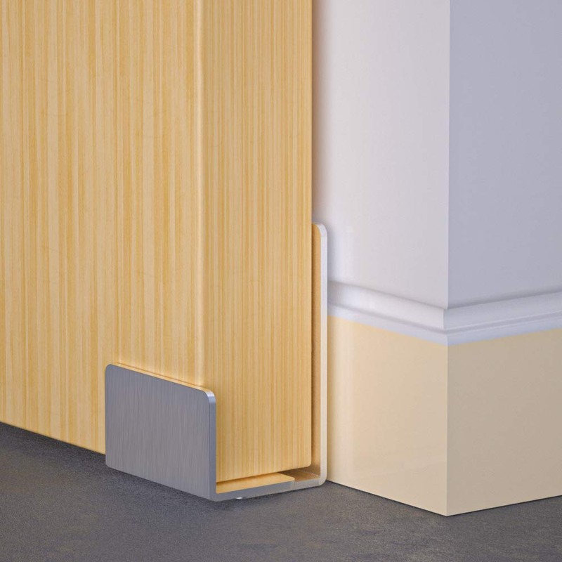 KSWLOR 2PCS Sturdy Stainless Steel Sliding Barn Door Floor Guide