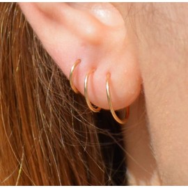 7 mm 14K Gold Earrings | Cartilage, Third Piercing, Tragus, Rook | 14k Gold Filled Sleeper Earrings for Cartilage Small Tiny Huggie Earrings | Handmade in FL