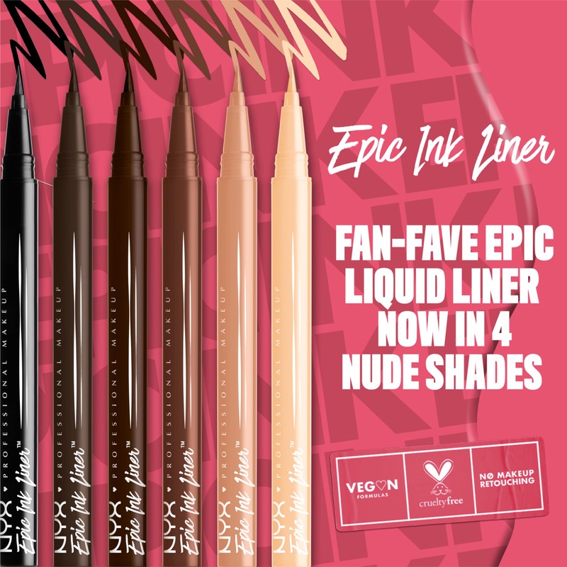NYX Professional Makeup Epic Ink Eyeliner, Highly Pigmented Felt Tip