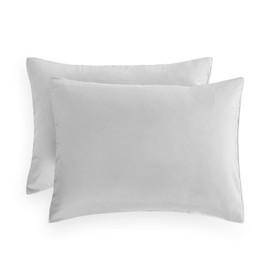 Wake In Cloud - Pair of Standard Pillowcases, 1000TC Ultra Soft Microfiber Pillow Covers, Light Grey, Standard Size 48x74 cm