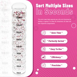 Stackble Rhlnestone Sorter Tower, Rhlnestone Sorter by Size, Rhlnestone Sorter Shaker Tower by Size, Rhlnestone Size Sorter System for Sotring Rhlnestone by Size from SS3 to SS30