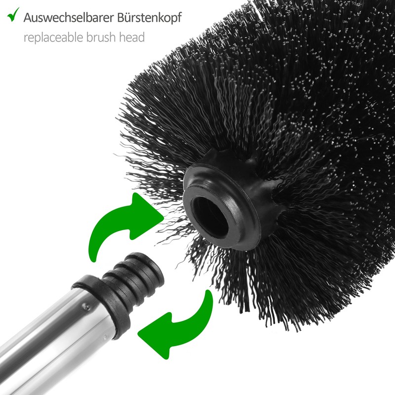 COM-FOUR 2x toilet brush with brush head, stainless steel handle