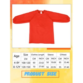 3 Pcs Kids Art Smock Painting Long Sleeve Apron Yellow Blue Red Artist Waterproof Aprons for Boys Girls Crafting Gardening Drawing Cooking, 3 Colors (3-6 Years(100-120 cm))