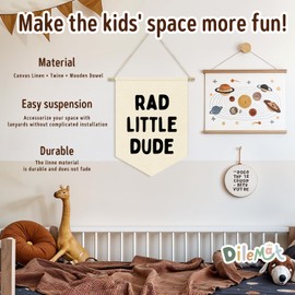 Dilemat Baby Boy Nursery Decor,Rad Little Dude Room Decor Wall Hanging Flag for Cool Boys,Nursery,Playroom Decor Linen Pennant Banner for Baby Boy Room Playroom