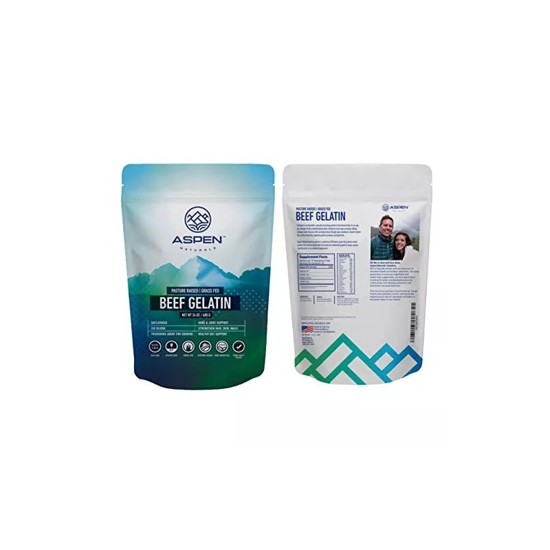 Aspen Naturals Grass Fed Beef Gelatin Powder. Pasture Raised, Grass-Fed