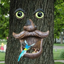 Tree Face Bird Feeder, Bird Feeder Tree Face Decor Outdoor, Tree Hugger Wild Birdfeeder Sculpture Yard Art Garden Decorationcolor: Multicolored