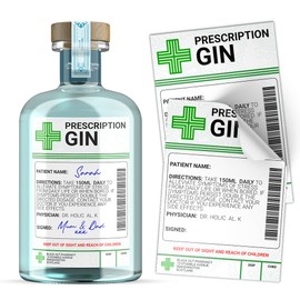 Gin Prescription Medical Alcohol Bottle Gift Funny Drinks Sticker (6)