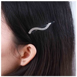 Inilbran Vintage Rhinestone Hair Clip Silver Crystal Wedding Hair Barrettes French Crystal Hairpin Barrette Sparkly Cz Hair Pins Hairclip Decorative Bobby Pins Crystal Wedding Headpieces for women