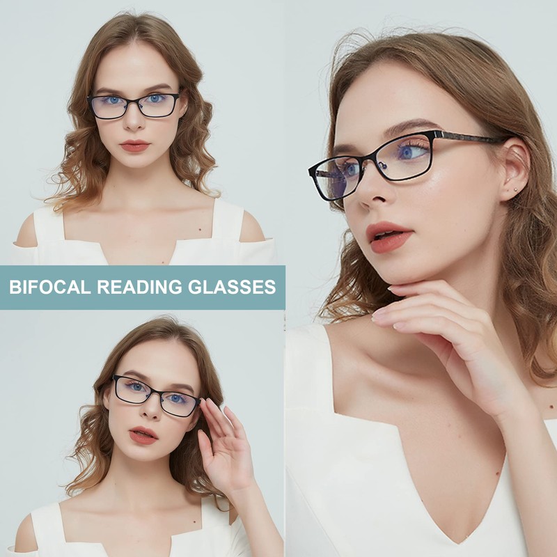 LKEYE Bifocal Reading Glasses Women Blue Light Blocking With Clear