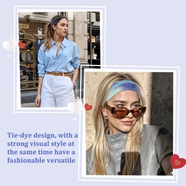 GEEHUA 4Pcs Wide Headbands, Elastic Knotted Headbands Tie Dye Twisted Headwraps for Women Yoga Running Workout