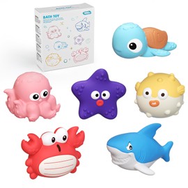 XAWACAH Bath Toys for Toddlers 18 Month, Bathtub Toys with 6 Baby Bath Animals, No-Hole Design Keeps Dry, Floating Toys Set for Baby 1 Year Old Boys & Girls (6 Pack)