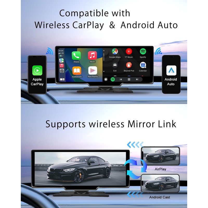 CHOVE Wireless Apple Carplay Screen for Car, 10.26" Apple Car